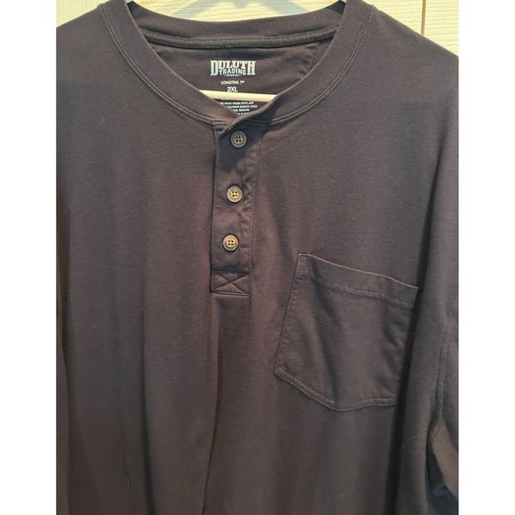 Duluth Trading Long Sleeve Henley Navy Blue Shirt size 2XL Cotton - Picture 3 of 4